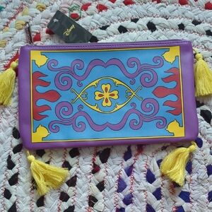Buckle-Down Multicolor Cosmetic Bag with Yellow Tassels